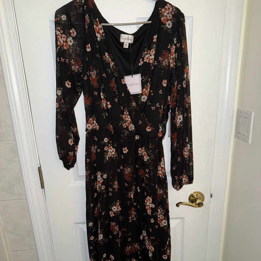 Premier Orange V-neck Bishop Sleeve Sundress